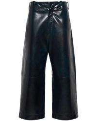 Bottega Veneta - Smooth Leather Wide Leg Culotte Pants - Lyst