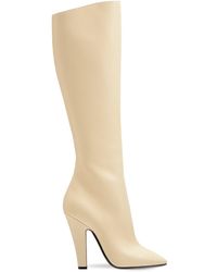 Saint Laurent 110mm 68 Leather Tall Boots - Natural