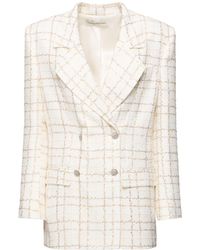 Alessandra Rich - Giacca oversize in tweed check con paillettes - Lyst