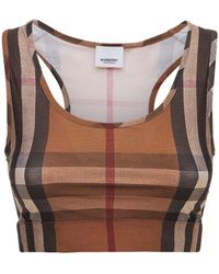 Burberry Immy Sleeveless Check Crop Top - Brown