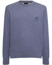 Etro - Logo Cotton & Cashmere Crewneck Sweater - Lyst