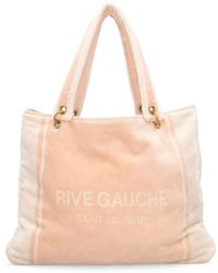 Saint Laurent - Rive Gauche Cotton-towelling Tote Bag - Lyst