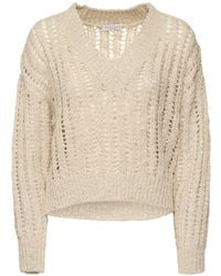 Brunello Cucinelli - Lurex Openwork Knit V-Neck Sweater - Lyst