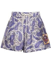 Zimmermann - Devi Printed Relaxed Fit Silk Shorts - Lyst