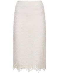 Ermanno Scervino - Embroidered Cotton Blend Midi Skirt - Lyst