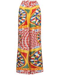 Dolce & Gabbana - Pantaloni carretto in twill di seta stampato - Lyst