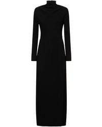 Versace - Draped Viscose Blend Cady Long Dress - Lyst