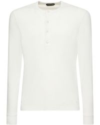 Tom Ford - T-shirt henley in misto lyocell a costine - Lyst