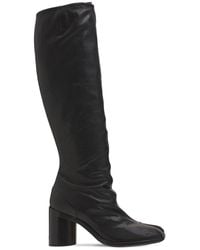 Maison Margiela 80mm Tabi Vintage Leather Tall Boots - Black