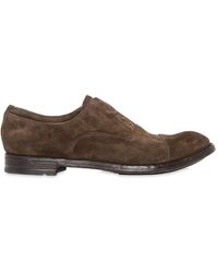 Officine Creative Scarpe Oxford Slip On In Camoscio - Marrone