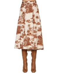 Johanna Ortiz Flared Cotton Blend Jacquard Midi Skirt - Natural