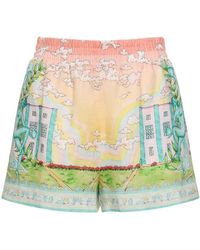 CASABLANCA - Shorts Aus Leinen Mit Druck - Lyst