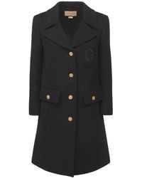 Gucci - Double G Embroidery Wool Coat - Lyst