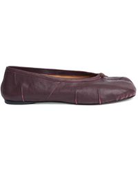 Maison Margiela 'tabi' Cracked Leather Split Toe Ballerina Flats