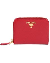 Prada Kleine Münztasche Aus Saffianoleder - Rot