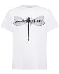 Alexander McQueen - Dragonfly Printed Cotton T-shirt - Lyst