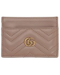 Gucci - Women's Rose Pink Quilted Logo Leather Card Holder - Lyst