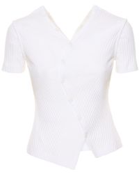 Helmut Lang - Top asimmetrico in cotone - Lyst