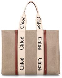 Chloé - Grand sac cabas en toile woody - Lyst