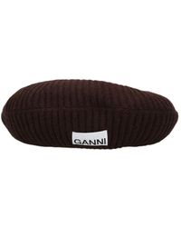 Ganni - Structured Wool Blend Ribbed Beret - Lyst
