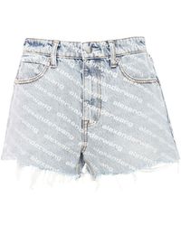 Alexander Wang Hochtaillierte Shorts Aus Baumwolldenim - Blau