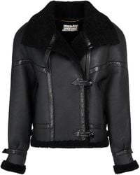 Saint Laurent - Giacca in pelle e shearling - Lyst