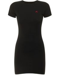Marine Serre Organic Cotton Mini T-shirt Dress - Black