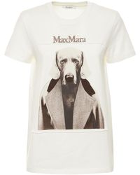 Max Mara Bedrucktes T-shirt Aus Baumwolljersey - Natur