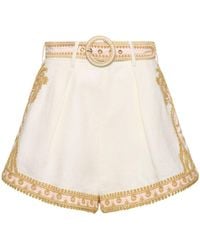 Zimmermann - Waverly Linen Embroidered Tuck Shorts - Lyst