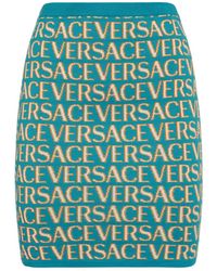 Versace - Logo Jacquard Knit High Waist Mini Skirt - Lyst