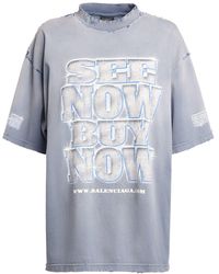 Balenciaga - Printed Cotton Boxy T-shirt - Lyst