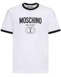 Moschino - Logo Print Stretch Cotton Jersey T-shirt - Lyst