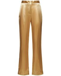 Victoria Beckham - Pantalones de satén con cintura alta - Lyst