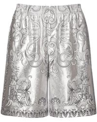 Versace - Shorts silver baroque in twill di seta stampato - Lyst