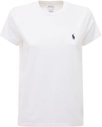 Polo Ralph Lauren - T-shirt girocollo bianca con logo - Lyst