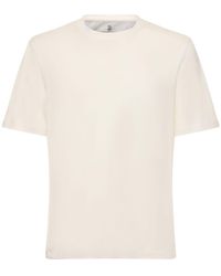 Brunello Cucinelli - T-shirt Aus Baumwoll- Und Leinenjersey - Lyst