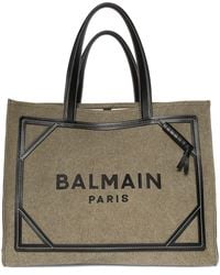 Balmain - Medium Tasche Aus Canvas Und Leder "b-army" - Lyst