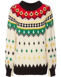 3 MONCLER GRENOBLE - Appliquéd Fair Isle Wool-blend Sweater - Lyst