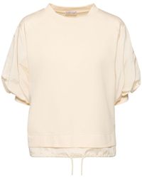 Moncler - Mujer Camiseta De Algodón Con Manga Abullonada - Lyst
