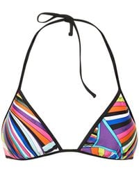 Emilio Pucci - Top bikini iride in lycra stampata - Lyst