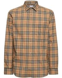 Burberry - Check Motif Cotton Shirt - Lyst