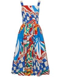 Dolce & Gabbana - Carretto Print Cotton Poplin Midi Dress - Lyst