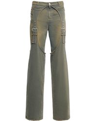 Blumarine - Denim Wide Jeans W/ Suspenders - Lyst
