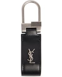 Saint Laurent - Schlüsselanhänger Aus Leder Mit Ysl-logo - Lyst