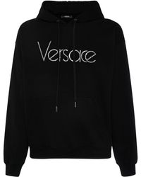 Versace - Felpa in jersey di cotone con cappuccio - Lyst