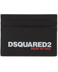 DSquared² - Porta carte di credito bob in pelle con logo - Lyst