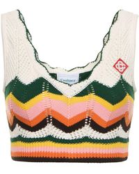 Casablancabrand - Top cropped in pizzo chevron - Lyst