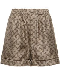 Gucci - gg Supreme Printed Silk Twill Shorts - Lyst