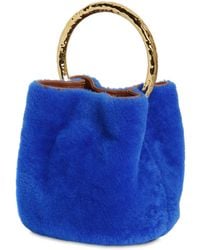 Marni Borsa "Pannier" In Shearling - Blu