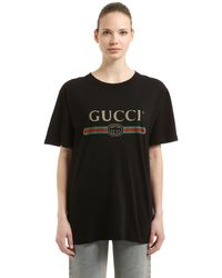 Gucci Cotton Cities T Shirt With Tiger in Black - Lyst